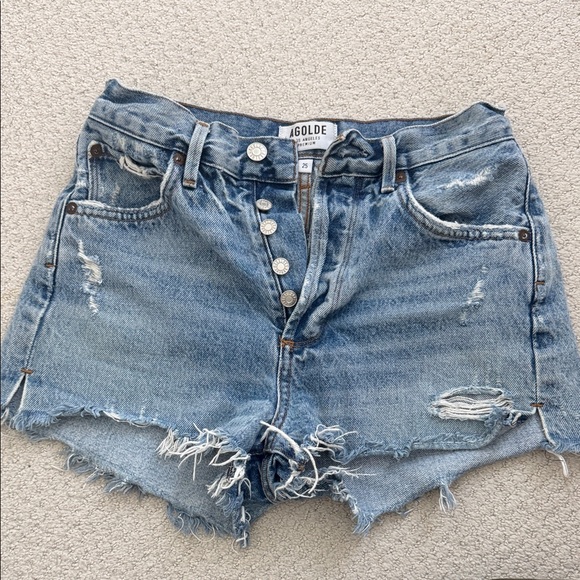 Agolde Pants - Agolde Women's Light Blue Distressed Jean Shorts
